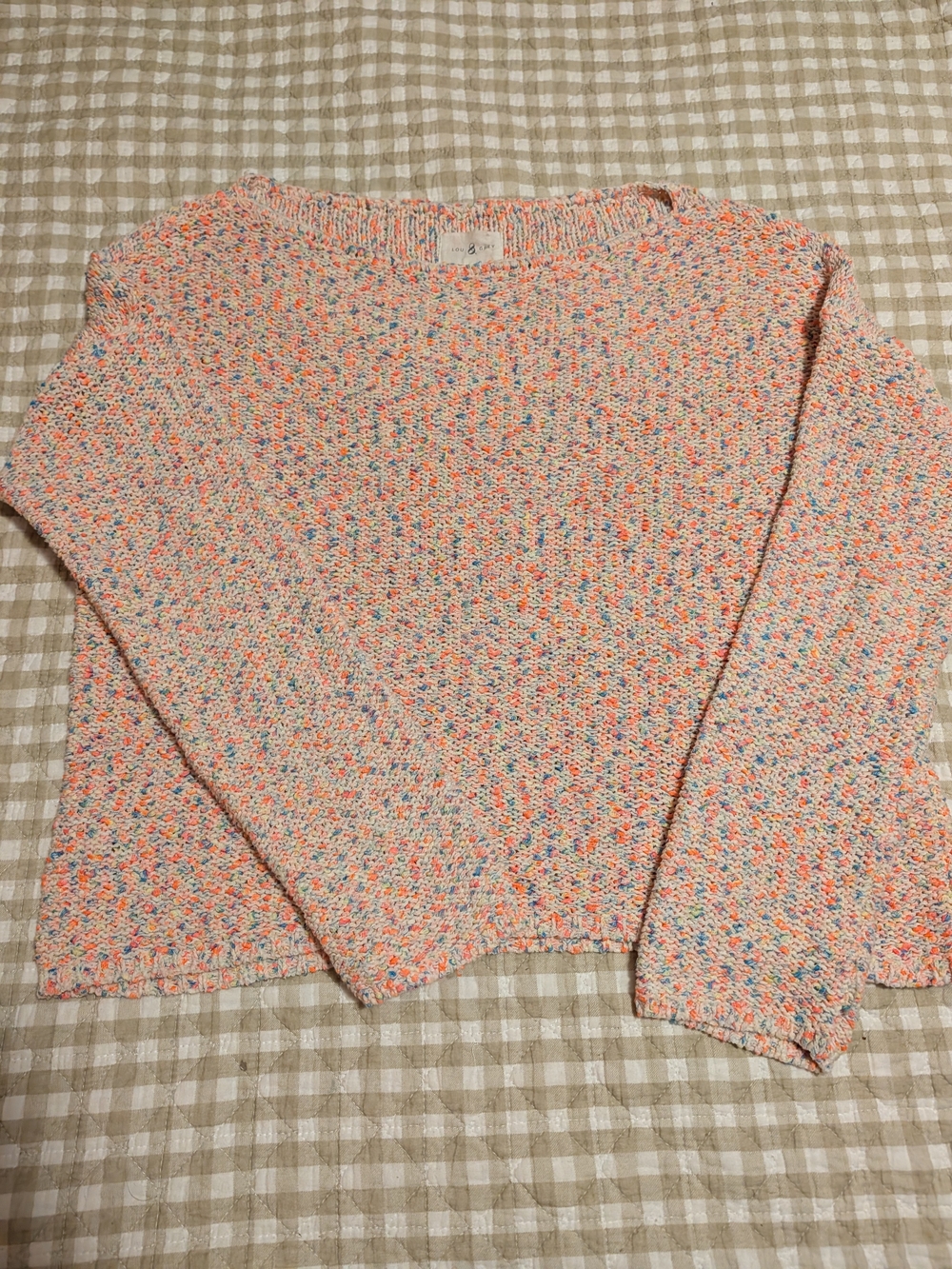 Lou & Grey Pastel Speckled Crewneck Sweater - Peach, Blue, Pink